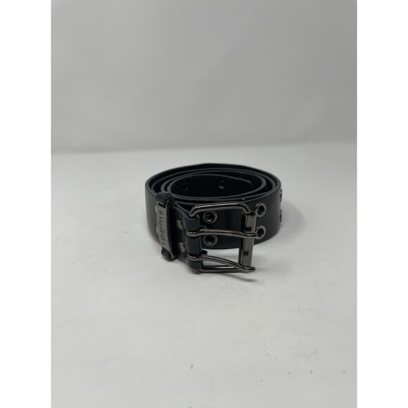Mudd - Women's Black Leather XL Double Grommet Belt Goth Punk - Picture 2 of 10